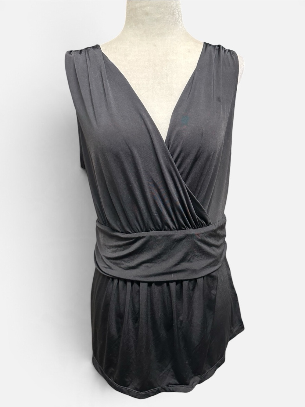 Banana Republic Black Surplice Gathered Waistband Top L